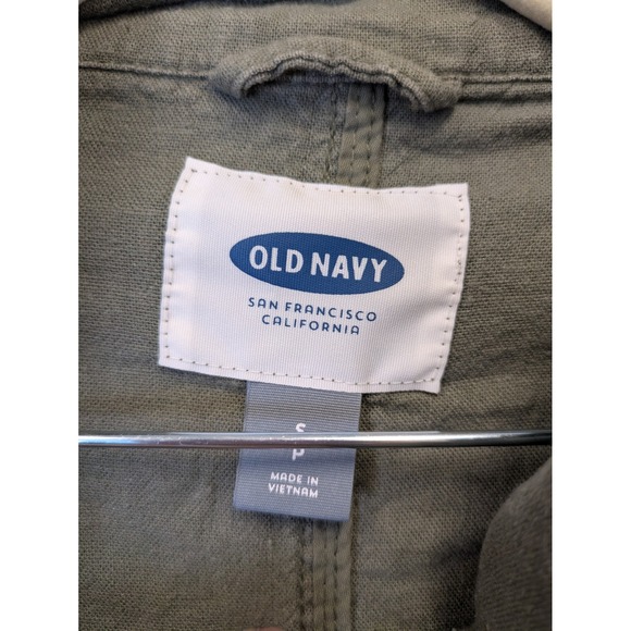 Old Navy Utility Jacket Olive Green Drawstring Waist Cargo Pockets Size S - Picture 4 of 9